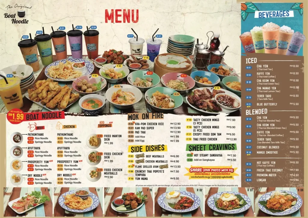 Harga Boat Noodle Menu