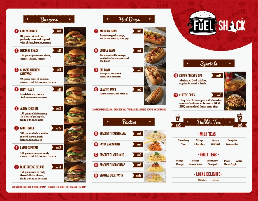 Harga Fuel Shack Menu