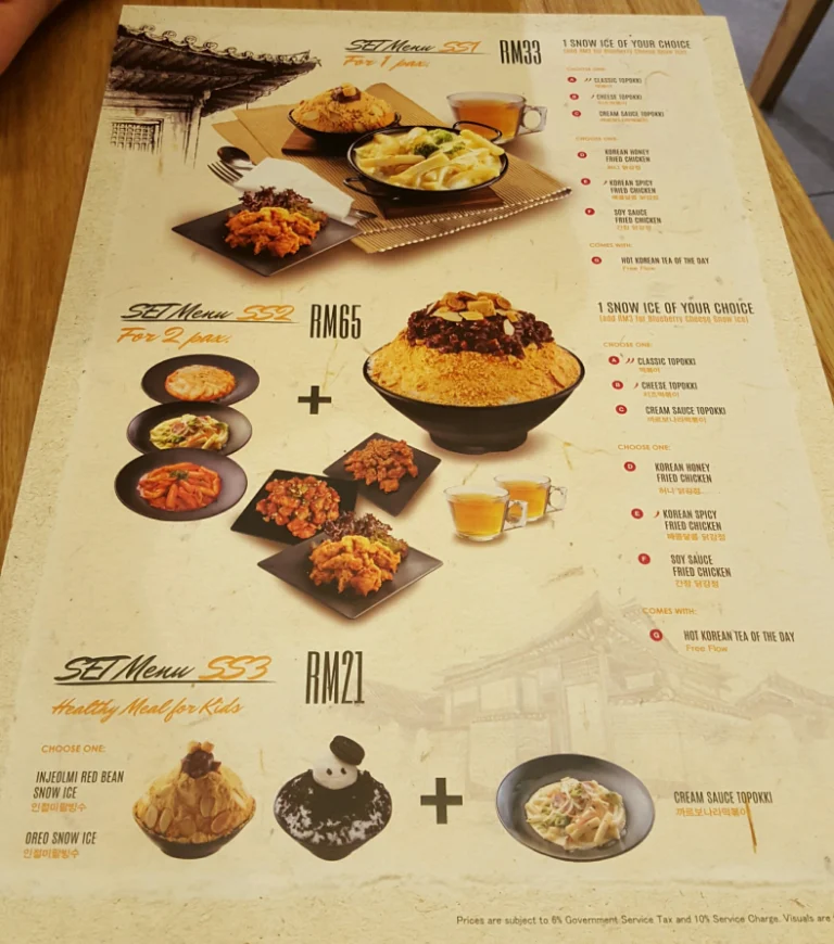 Harga Hanbing Korean Dessert Cafe Menu