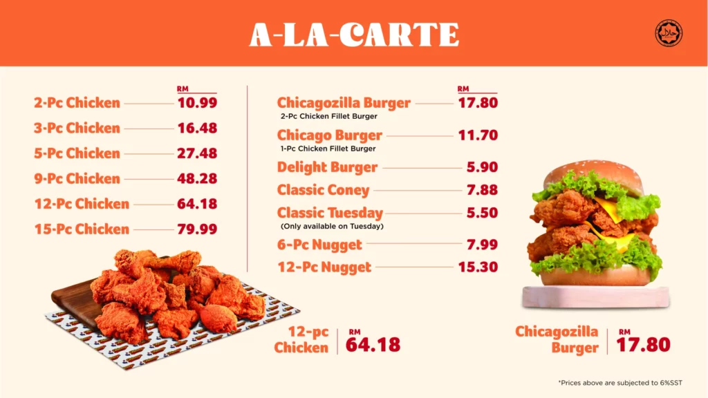 Harga Harga Chicago Chicken City Menu