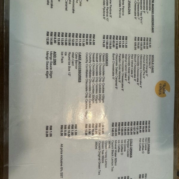 Harga Kula Cakes Menu