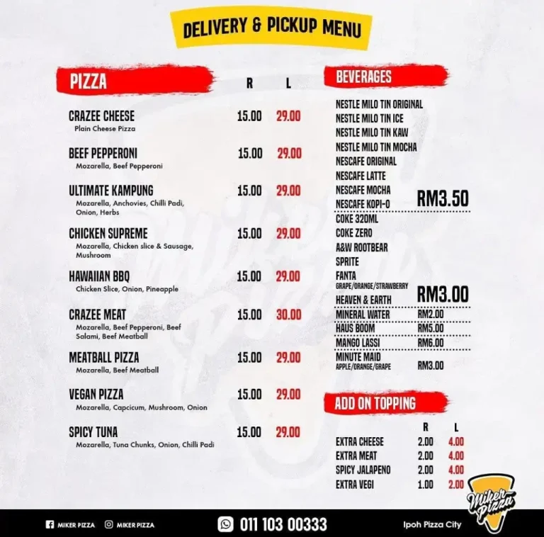 Harga Miker Pizza Menu