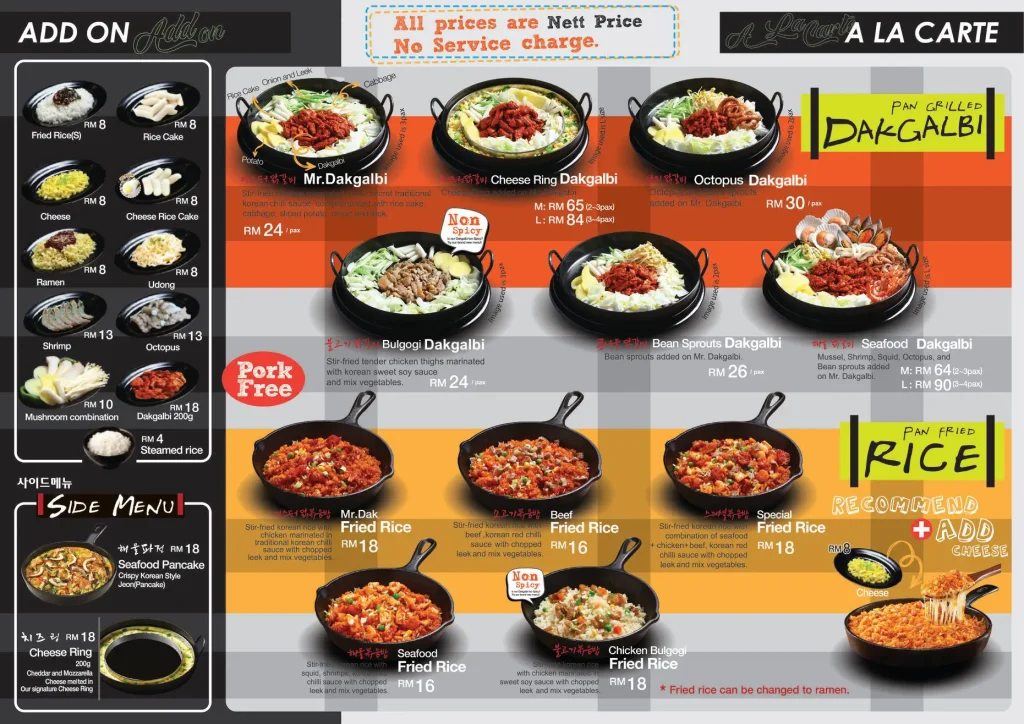 Harga Mr Dakgalbi Menu