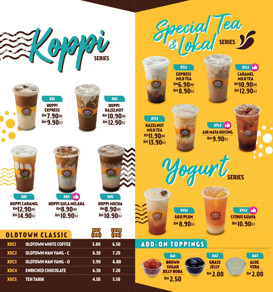 Harga Old Town White Coffee Menu