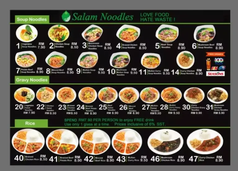 Harga Salam Noodles Menu