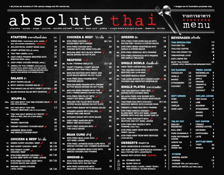 Harga Absolute Thai Menu