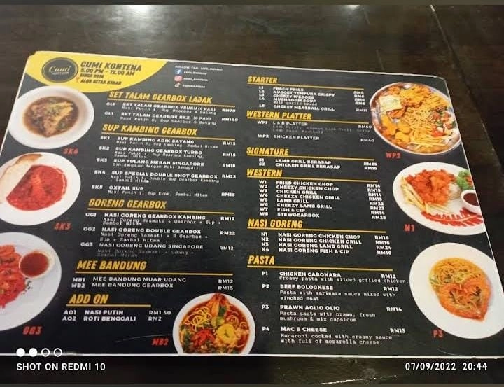 Harga Cumi Kontena Menu